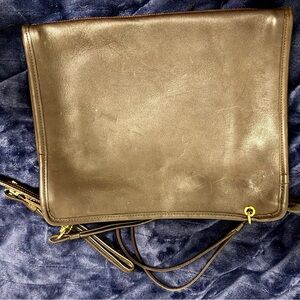 Coach Dark Brown Leather Crossbody with Gold Hardware